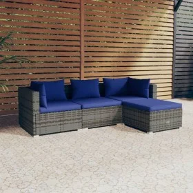 4-piece garden sofa set and gray synthetic rattan cushions by vidaXL, Garden sets - Ref: Foro24-3101646, Price: 305,33 €, Dis...