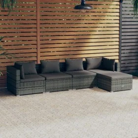 5-piece garden furniture set and gray synthetic rattan cushions by vidaXL, Garden sets - Ref: Foro24-3101661, Price: 474,79 €...