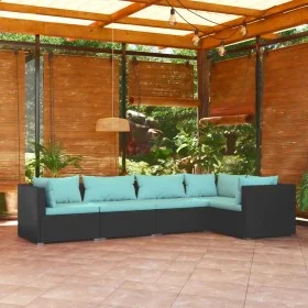 5-piece garden furniture set and black synthetic rattan cushions by vidaXL, Garden sets - Ref: Foro24-3101689, Price: 447,19 ...