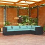 5-teiliges Gartenmöbel-Set und schwarze synthetische Rattankissen von vidaXL, Gartensets - Ref: Foro24-3101689, Preis: 464,08...