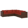 5-piece garden sofa set and brown synthetic rattan cushions by vidaXL, Garden sets - Ref: Foro24-3101699, Price: 467,05 €, Di...