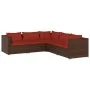 5-teiliges Gartensofa-Set und braune synthetische Rattankissen von vidaXL, Gartensets - Ref: Foro24-3101699, Preis: 448,69 €,...