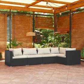 5-piece garden furniture set with black synthetic rattan cushions by vidaXL, Garden sets - Ref: Foro24-3101687, Price: 452,88...