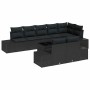 Conjunto de sofá de jardín con cojín 9 pcs Negro Poliratán