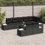 Conjunto de sofá de jardín con cojín 9 pcs Negro Poliratán