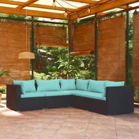 5-teiliges Gartenmöbel-Set und schwarze synthetische Rattankissen von vidaXL, Gartensets - Ref: Foro24-3101697, Preis: 447,19...