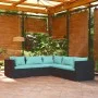 5-teiliges Gartenmöbel-Set und schwarze synthetische Rattankissen von vidaXL, Gartensets - Ref: Foro24-3101697, Preis: 446,79...