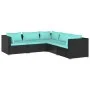 5-teiliges Gartenmöbel-Set und schwarze synthetische Rattankissen von vidaXL, Gartensets - Ref: Foro24-3101697, Preis: 446,79...