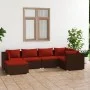 6-teiliges Gartenmöbel-Set und braune synthetische Rattankissen von vidaXL, Gartensets - Ref: Foro24-3101811, Preis: 541,58 €...