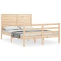 Bed frame with solid wood headboard 120x200 cm by vidaXL, Beds and slatted bases - Ref: Foro24-3195021, Price: 132,92 €, Disc...