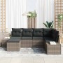 Conjunto de sofá de jardín con cojín 6 pcs Gris Poliratán