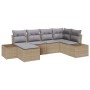 Conjunto de sofá de jardín 6 pcs beige y gris Poliratán
