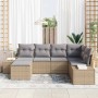 Conjunto de sofá de jardín 6 pcs beige y gris Poliratán