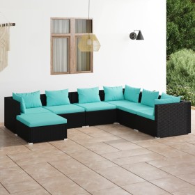 7-piece garden furniture set with black synthetic rattan cushions by vidaXL, Garden sets - Ref: Foro24-3101833, Price: 718,09...