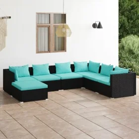 7-piece garden furniture set with black synthetic rattan cushions by vidaXL, Garden sets - Ref: Foro24-3101833, Price: 705,87...