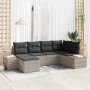 Conjunto de sofá de jardín con cojín 6 pcs Gris claro Poliratán