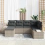 Conjunto de sofá de jardín con cojín 6 pcs Gris claro Poliratán
