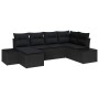 Conjunto de sofá de jardín con cojín 6 pcs Negro Poliratán