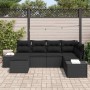 Conjunto de sofá de jardín con cojín 6 pcs Negro Poliratán