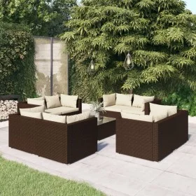 Gartenmöbel Set 9 Stück und Kissen braun synthetischen Rattan von vidaXL, Gartensets - Ref: Foro24-3101562, Preis: 889,29 €, ...