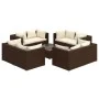 Set muebles de jardín 9 piezas y cojines ratán sintético marrón de vidaXL, Conjuntos de jardín - Ref: Foro24-3101562, Precio:...
