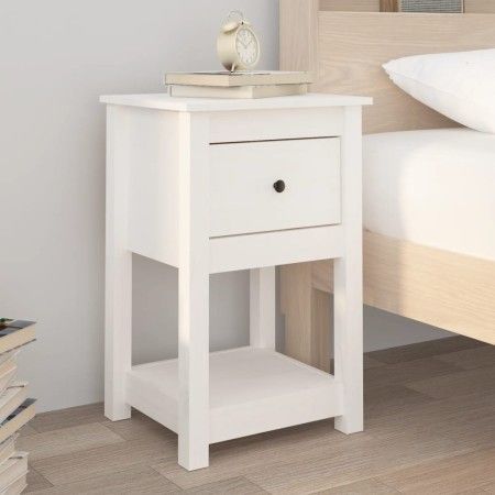 Solid white pine wood bedside table 40x35x61.5 cm by vidaXL, Lockers and storage cabinets - Ref: Foro24-821731, Price: 64,24 ...