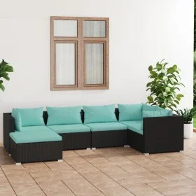 Set de muebles de jardín 6 pzas y cojines ratán sintético negro by vidaXL, Garden sets - Ref: Foro24-3101809, Price: 666,81 €...