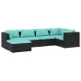 Set de muebles de jardín 6 pzas y cojines ratán sintético negro de vidaXL, Conjuntos de jardín - Ref: Foro24-3101809, Precio:...