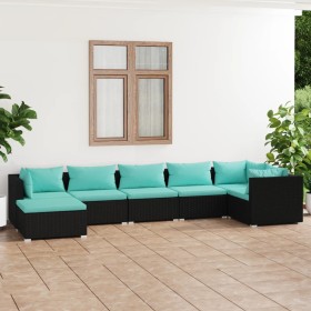 7-piece garden furniture set with black synthetic rattan cushions by vidaXL, Garden sets - Ref: Foro24-3101825, Price: 718,09...