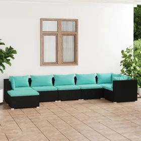 7-piece garden furniture set with black synthetic rattan cushions by vidaXL, Garden sets - Ref: Foro24-3101825, Price: 705,87...
