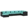 7-piece garden furniture set with black synthetic rattan cushions by vidaXL, Garden sets - Ref: Foro24-3101825, Price: 705,87...