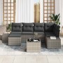 Conjunto de sofá de jardín con cojín 7 pcs Gris Poliratán