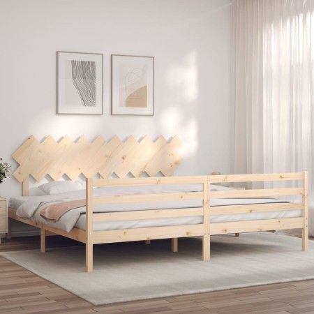 Estructura de cama con cabecero madera maciza 200x200 cm