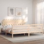 Bed frame with solid wood headboard 200x200 cm by vidaXL, Beds and slatted bases - Ref: Foro24-3195306, Price: 146,82 €, Disc...