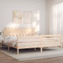 Bed frame with solid wood headboard 200x200 cm by vidaXL, Beds and slatted bases - Ref: Foro24-3195306, Price: 146,82 €, Disc...