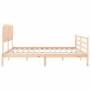 Bed frame with solid wood headboard 200x200 cm by vidaXL, Beds and slatted bases - Ref: Foro24-3195306, Price: 146,82 €, Disc...