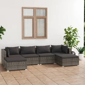 6-teiliges Gartenmöbel-Set und graue synthetische Rattankissen von vidaXL, Gartensets - Ref: Foro24-3101805, Preis: 537,72 €,...
