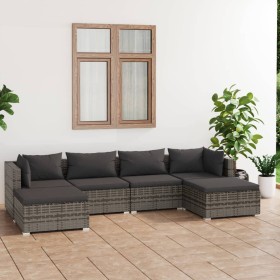 6-teiliges Gartenmöbel-Set und graue synthetische Rattankissen von vidaXL, Gartensets - Ref: Foro24-3101805, Preis: 561,48 €,...