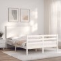 Weißer Massivholzbettrahmen mit Kopfteil 120x200 cm von vidaXL, Betten und Lattenroste - Ref: Foro24-3195217, Preis: 138,73 €...