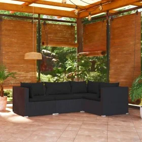 4-piece garden furniture set with black synthetic rattan cushions by vidaXL, Garden sets - Ref: Foro24-3101672, Price: 400,69...