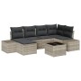 Conjunto de sofá de jardín con cojín 7 pcs Gris claro Poliratán