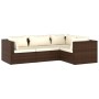 4-teiliges Gartenmöbel-Set und braune synthetische Rattankissen von vidaXL, Gartensets - Ref: Foro24-3101674, Preis: 373,21 €...