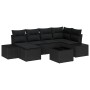 Conjunto de sofá de jardín con cojín 7 pcs Negro Poliratán