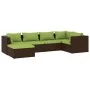 Garden furniture set 6 pieces with brown synthetic rattan cushions by vidaXL, Garden sets - Ref: Foro24-3101812, Price: 663,0...