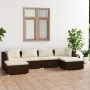6-teiliges Gartenmöbel-Set und braune synthetische Rattankissen von vidaXL, Gartensets - Ref: Foro24-3101802, Preis: 504,13 €...