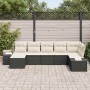 Conjunto de sofá de jardín con cojín 7 pcs Negro Poliratán