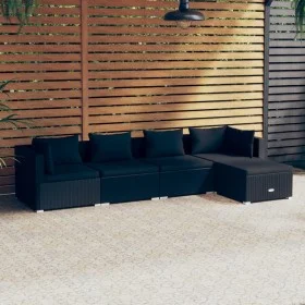 5-teiliges Gartenmöbel-Set und schwarze synthetische Rattankissen von vidaXL, Gartensets - Ref: Foro24-3101656, Preis: 499,05...