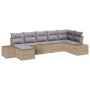 Conjunto de sofá de jardín con cojín 7 pcs Beige Poliratán