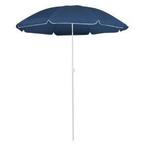 Sombrilla de jardín con palo de acero azul 180 cm
