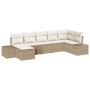 Conjunto de sofá de jardín con cojín 7 pcs Beige Poliratán